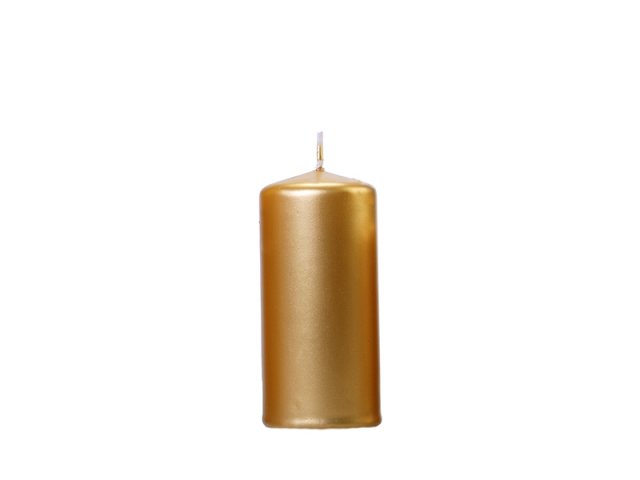 Svíčka válec, třpytivá zlatá, 12*6 cm