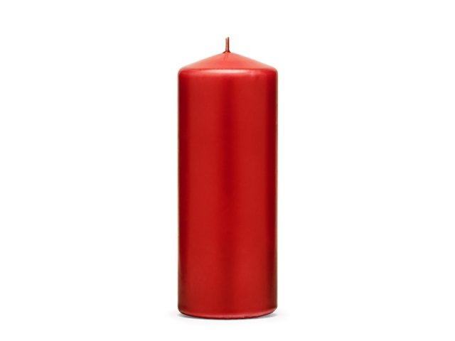 Svíčka válec, červená matná, 15*6 cm