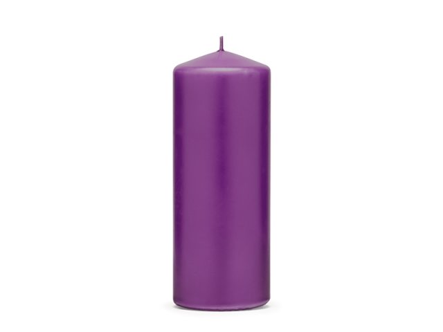 Svíčka válec, fialová matná, 15*6 cm (zn. PartyDeco)