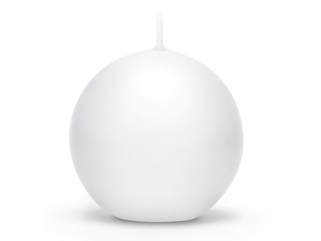 Svíčka koule, matná bílá, 10 cm
