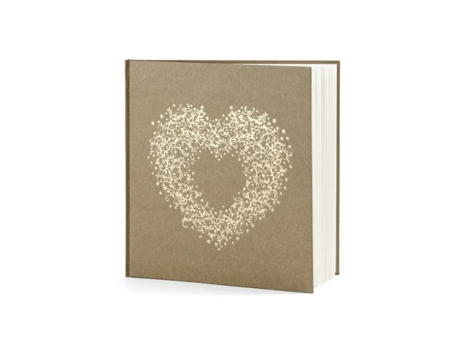 Svatební kniha hostů v kraftovém papíru se srdcem