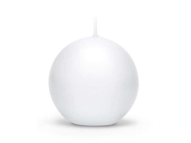 Svíčka koule, matná bílá, 8 cm