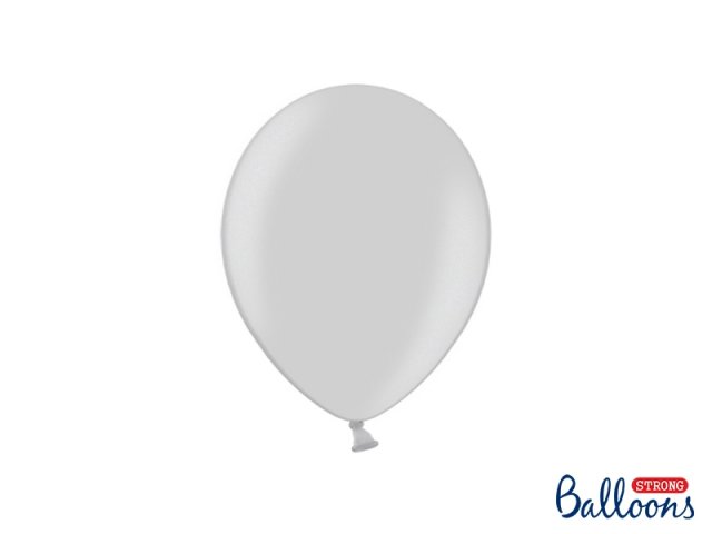 Balónek metalický, stříbrný, 23 cm - 1 ks