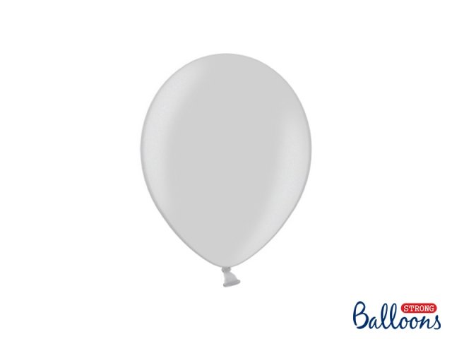 Balónek metalický, stříbrný, 23cm (zn. StrongBalloons) - 1 ks