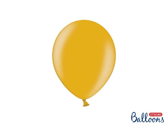 Balónek metalický, zlatý, 23 cm (zn. StrongBalloons) - 1 ks