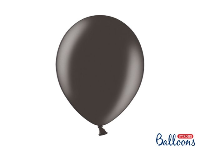 Balónek metalický, černý, 30 cm (zn. StrongBalloons) - 1 ks