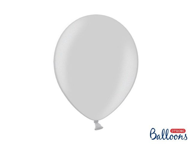 Balónek metalický, stříbrný, 30 cm (zn. StrongBalloons) - 1 ks