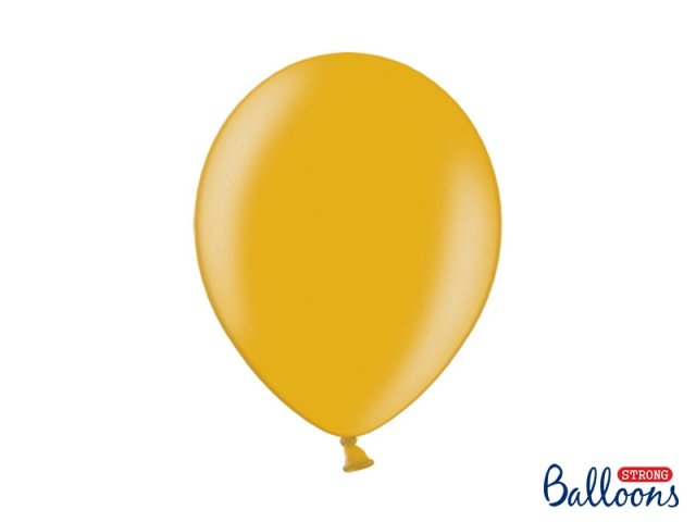 Balónek metalický, zlatý, 30 cm (zn. StrongBalloons) - 1 ks