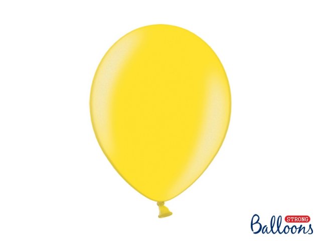 Balónek metalický, žlutý, 30 cm (zn. StrongBalloons) - 1 ks