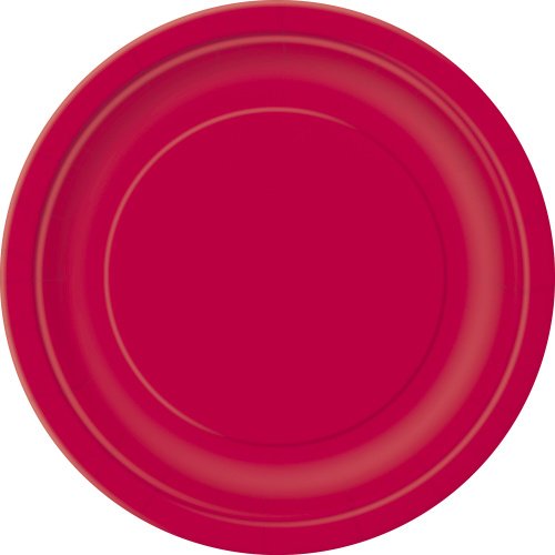 Papírový talíř kulatý, červený, 22 cm