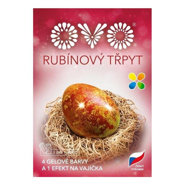 OVO barvy na vajíčka s rubínovým třpytem, 5ks