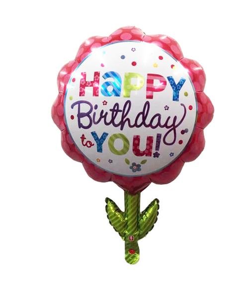 Balónek "Happy birthday" ve tvaru kytky, 55x75cm