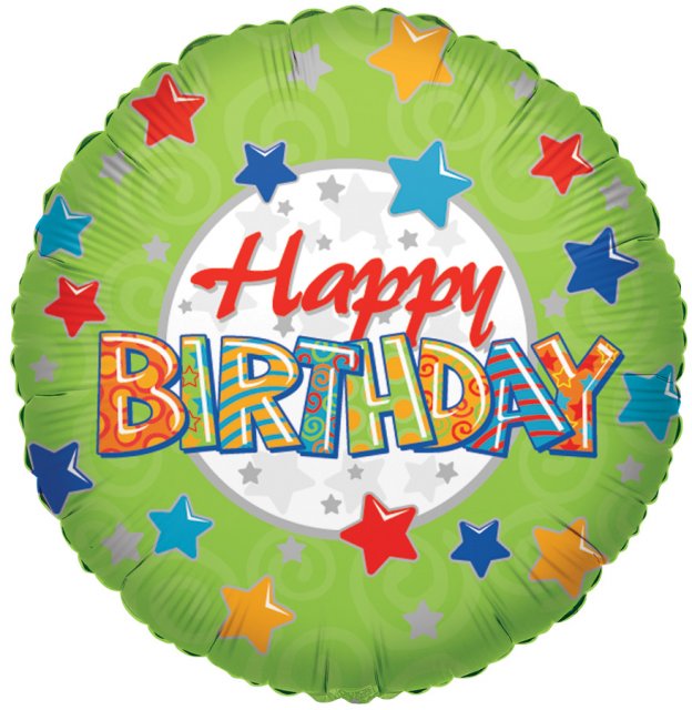 Fóliový balónek "Happy Birthday" - Zelený, 46cm