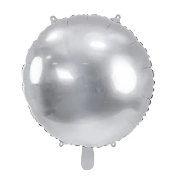 PartyDeco fóliový balónek kruh, 45 cm, stříbrný