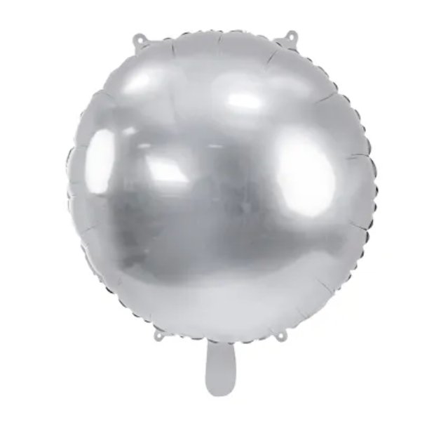 PartyDeco fóliový balónek kruh, 59 cm, stříbrný