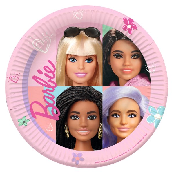 Talířky papírové EKO - Barbie 23 cm, 8 ks