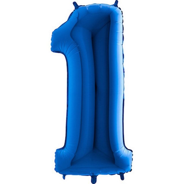 Fóliový balónek, modrá číslice 1, zn. GRABO - 102cm