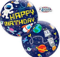 Happy Birthday bublina - Narozeninový vesmír, 56cm (zn. Qualatex)
