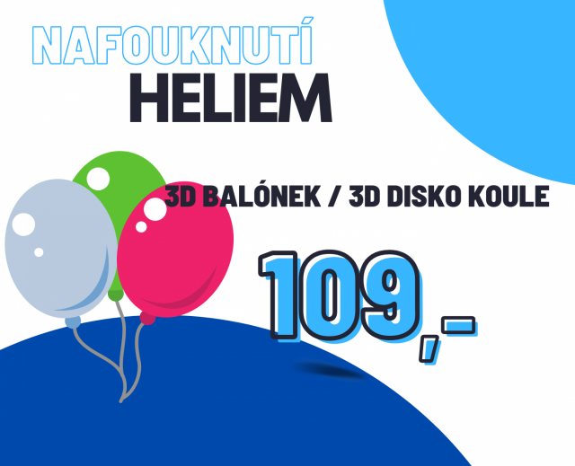 Helium - nafouknutí - 3D balónek / 3D disko koule