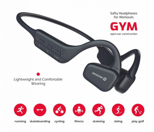 SWISSTEN Gym Air Conduction Bluetooth Sluchátka - černá