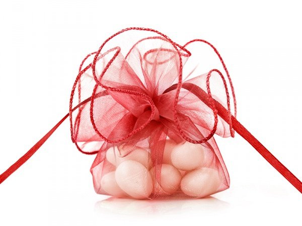Pytlíček, organza, červená, 26 cm (zn. PartyDeco)