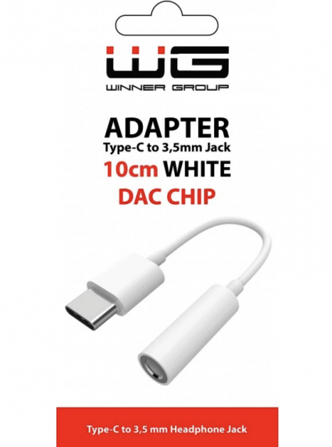 Adaptér Type C + 3.5mm jack-DAC chip (bílý)