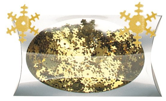 Dekorační konfety vločky, metalické, 1.8cm v krabičce, zlatá barva (20g) (zn. AndělPřerov)