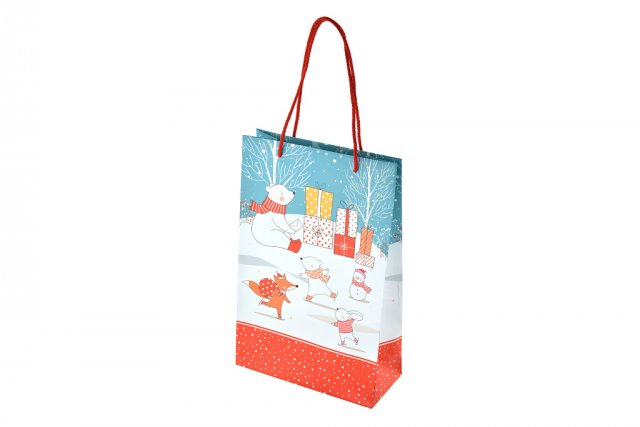 Dárková taška, 30 cm, L278 - zvířátka na kluzišti