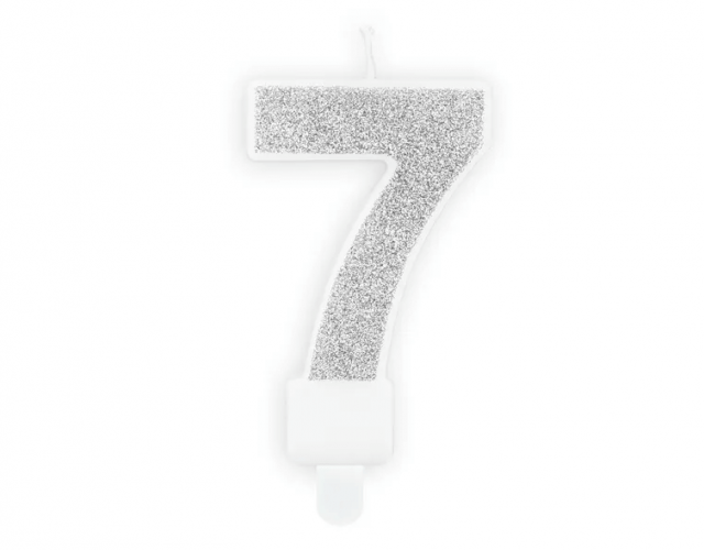 Narozeninová svíčka číslo 7, stříbrná (zn. PartyDeco)