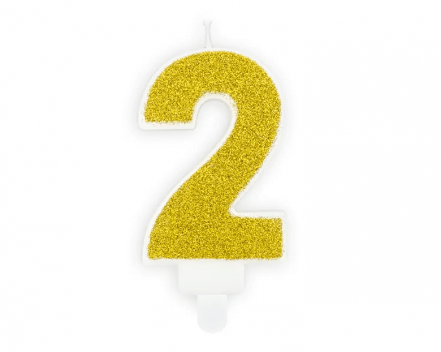 Narozeninová svíčka číslo 2, zlatá (zn. PartyDeco)