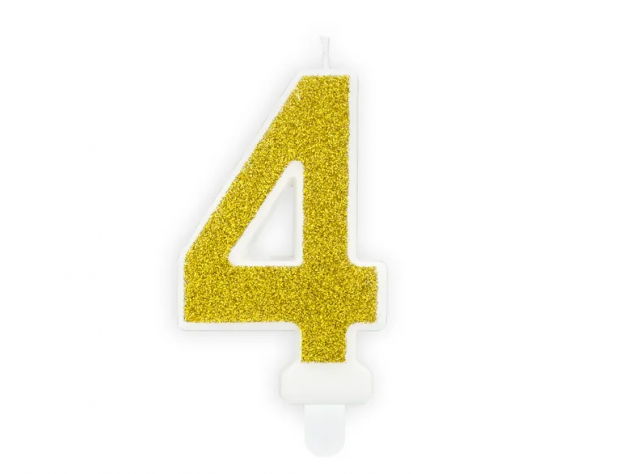 Narozeninová svíčka číslo 4, zlatá (zn. PartyDeco)