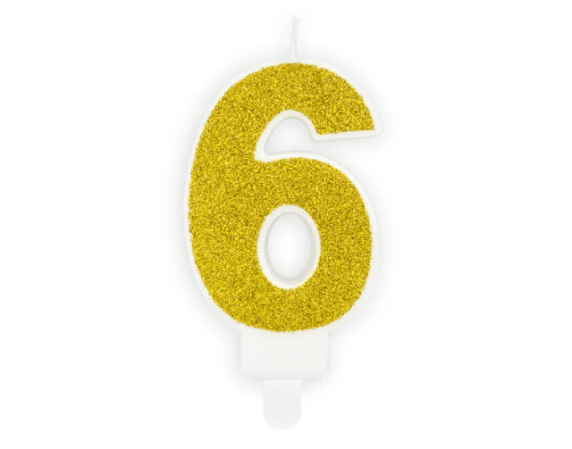 Narozeninová svíčka číslo 6, zlatá (zn. PartyDeco)