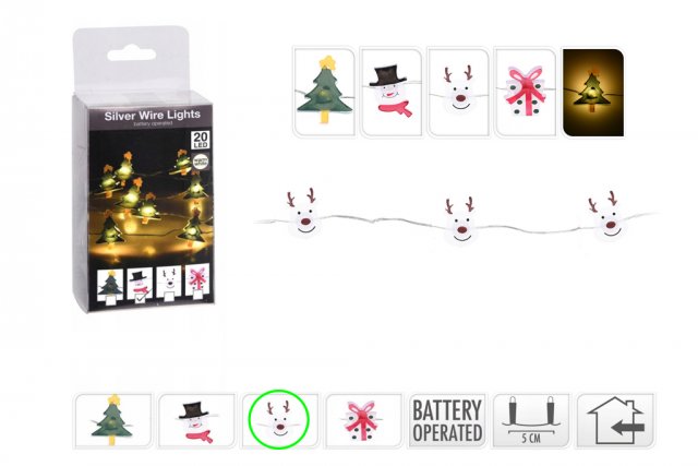 Ozdobná LED girlanda, sob, 95cm, 20LED - teplá bílá