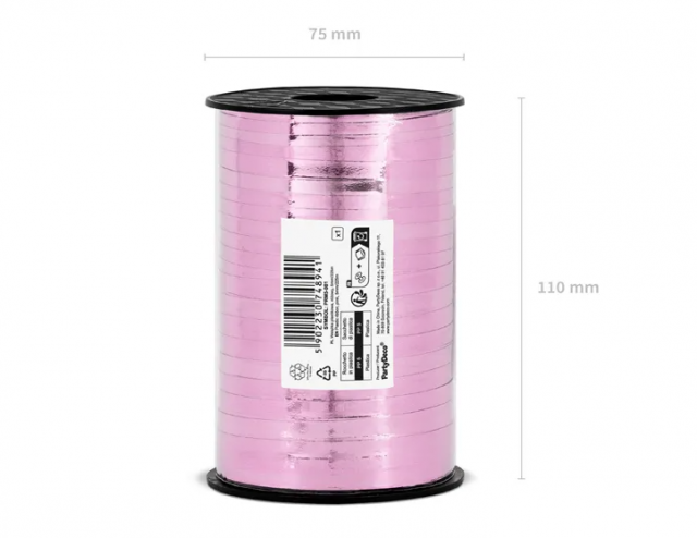 Stuha na balónky plastová, růžová, 0.5cm/225m (zn. PartyDeco)