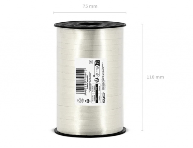 Stuha plastová, bílá, 0.5cm/225m (zn. PartyDeco)