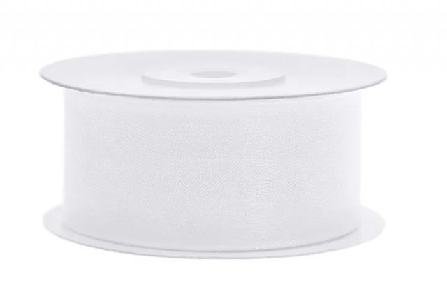 Stuha šifónová, bílá, 3.8cm/25m (zn. PartyDeco)