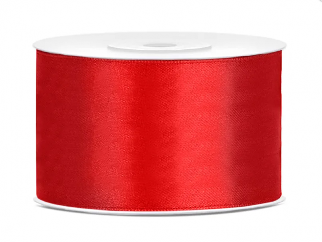 Stuha saténová, červená, 3.8cm/25m (zn. PartyDeco)