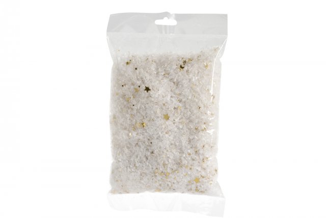 Umělý sníh se zlatými hvězdami, 100g