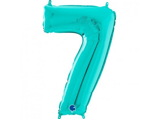 Fóliová ČÍSLICE 7, tyrkysová tiffany barva, velikost 66cm (zn. GRABO)