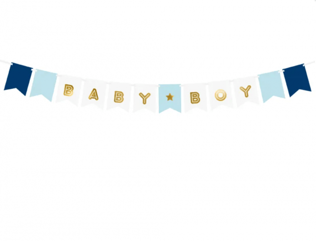 Papírová girlanda BABY BOY, modrá (zn. PartyDeco)