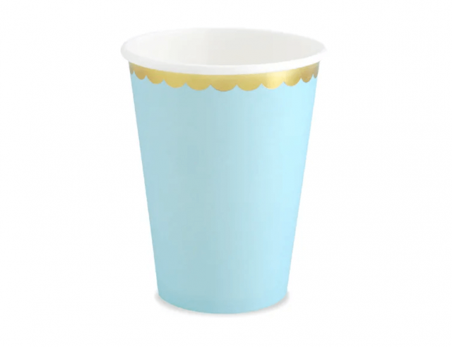 Papírové kelímky, mátový, 220ml, set 6ks (zn. PartyDeco)
