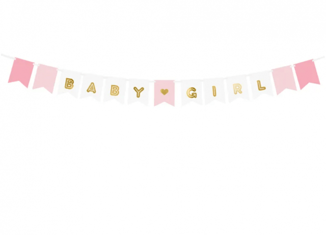 Girlanda Baby Girl, papírová, délka 1.75m (zn. PartyDeco)