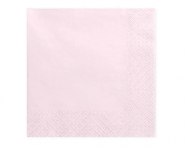 Ubrousky třívrstvé, světle růžové, 33*33cm (zn. PartyDeco)