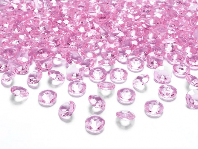 Diamantové konfety, 12mm, sv. růžové, set 100ks (zn. PartyDeco)