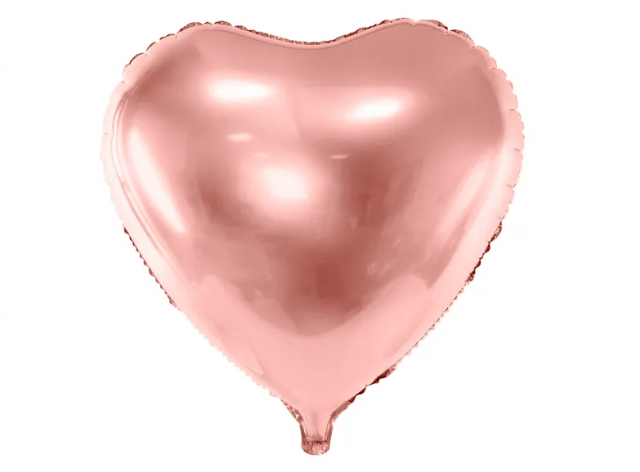 Fóliový balónek srdce, 45cm, rosegold barva (zn. PartyDeco)