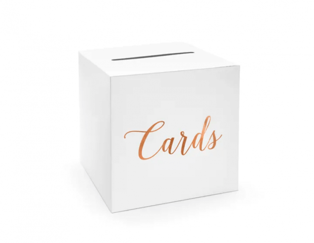 Svatební krabička na dary a blahopřání - Cards, rosegold barva (zn. PartyDeco)