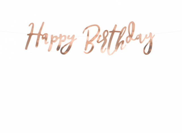 Narozeninová girlanda "Happy Birthday", rose gold barva (zn. PartyDeco)
