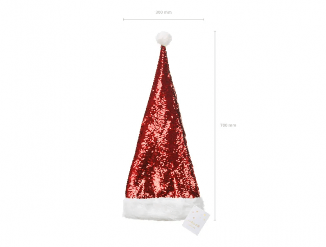 Santa čepice, prémiová s obracejícími se flitry (zn. PartyDeco)
