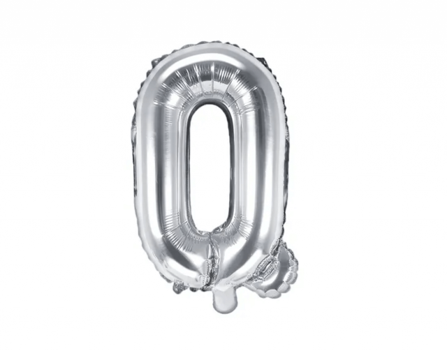 Fóliový balonek, písmeno Q, velikost 35cm, stříbrná barva - pouze na vzduch (zn. PartyDeco)