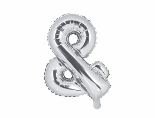 Fóliový balónek "Ampersand", 35cm stříbrná barva (zn. PartyDeco)